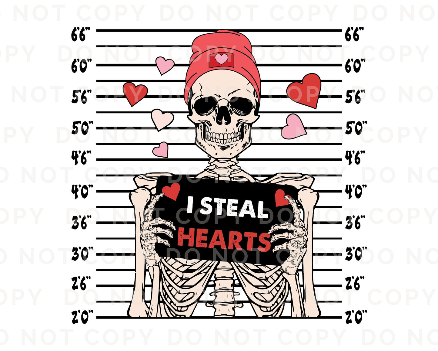 DTF Transfers, Ready to Press, T-shirt Transfers, Heat Transfer, Direct to Film, Cold Peel, Valentine's Day, Skull, I Steal Hearts Skeleton