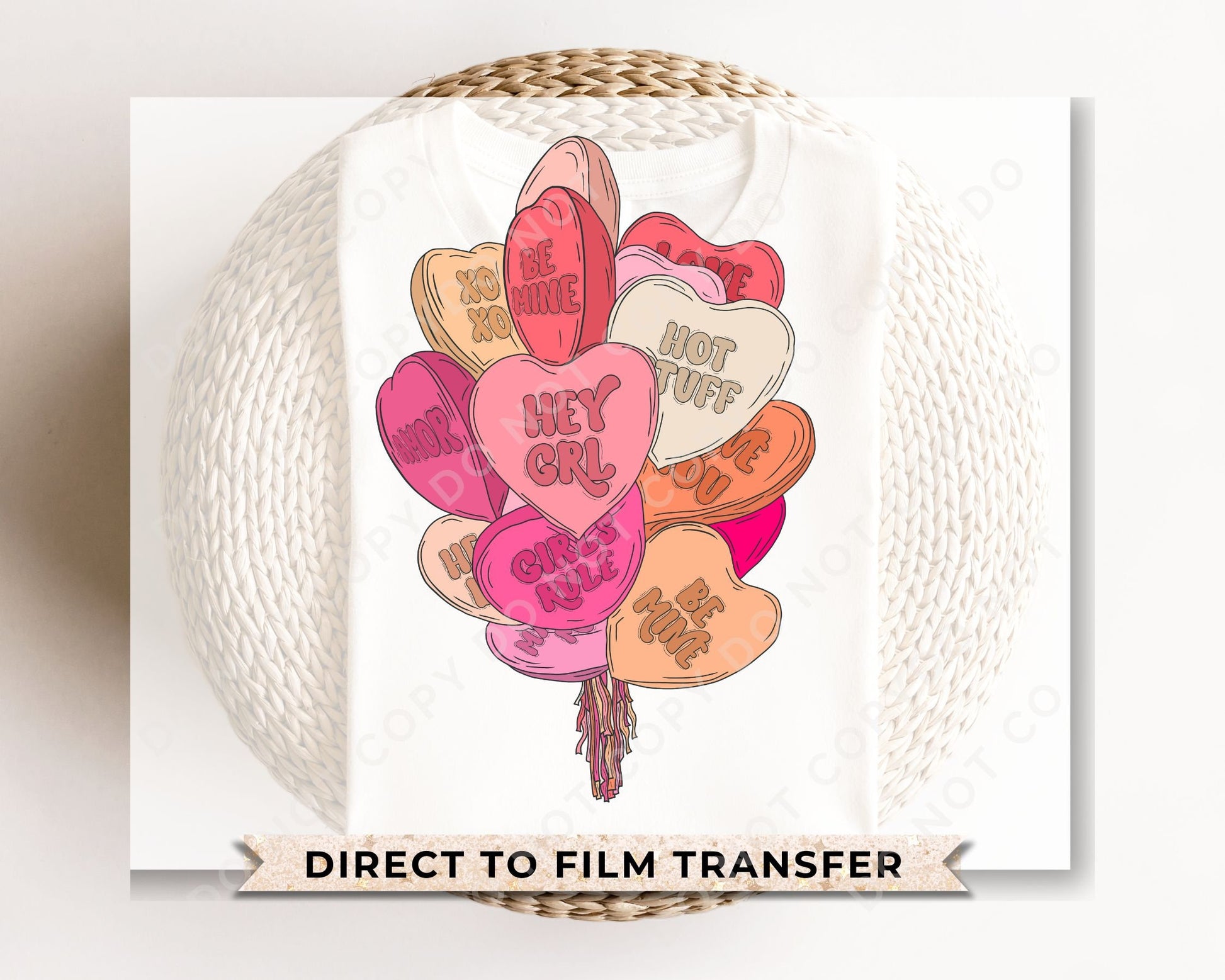 DTF Transfers, Ready to Press, T-shirt Transfers, Heat Transfer, Direct to Film, Valentine's Day, Retro, Cute, Girl, Heart Balloons