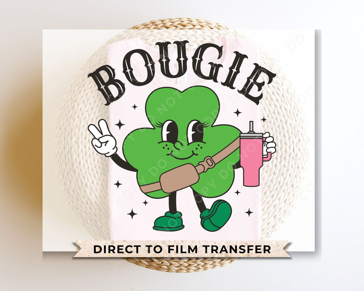 DTF Transfers, Ready to Press, T-shirt Transfers, Heat Transfer, Direct to Film, St Patrick’s Day, Tumbler, Clover, Bougie Shamrock