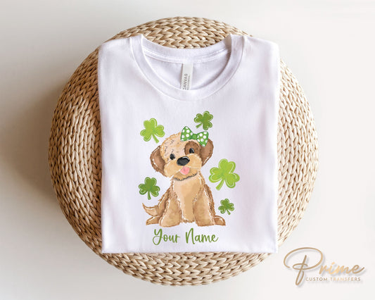 DTF Transfers, Ready to Press, T-shirt Transfers, Heat Transfer, Direct to Film, St Patties, Saint Patrick's Day, Customized Girl Puppy