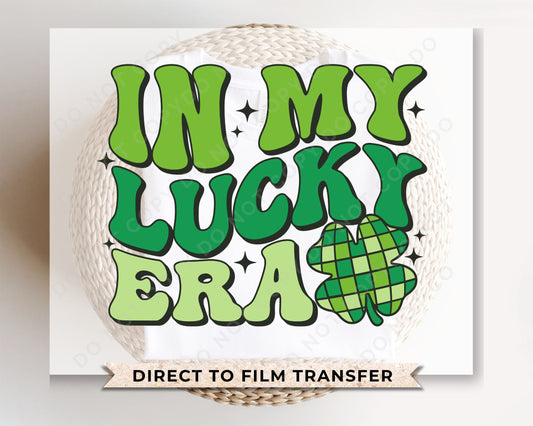 DTF Transfers, Ready to Press, T-shirt Transfers, Heat Transfer, Direct to Film, St Patrick’s Day, Clover, Shamrock, Retro, In My Lucky Era