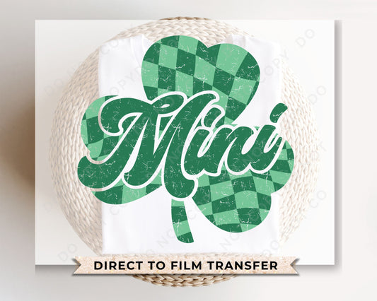 DTF Transfers, Ready to Press, T-shirt Transfers, Heat Transfer, Direct to Film, St Patrick’s Day, Distressed, Mini Checkered Shamrock