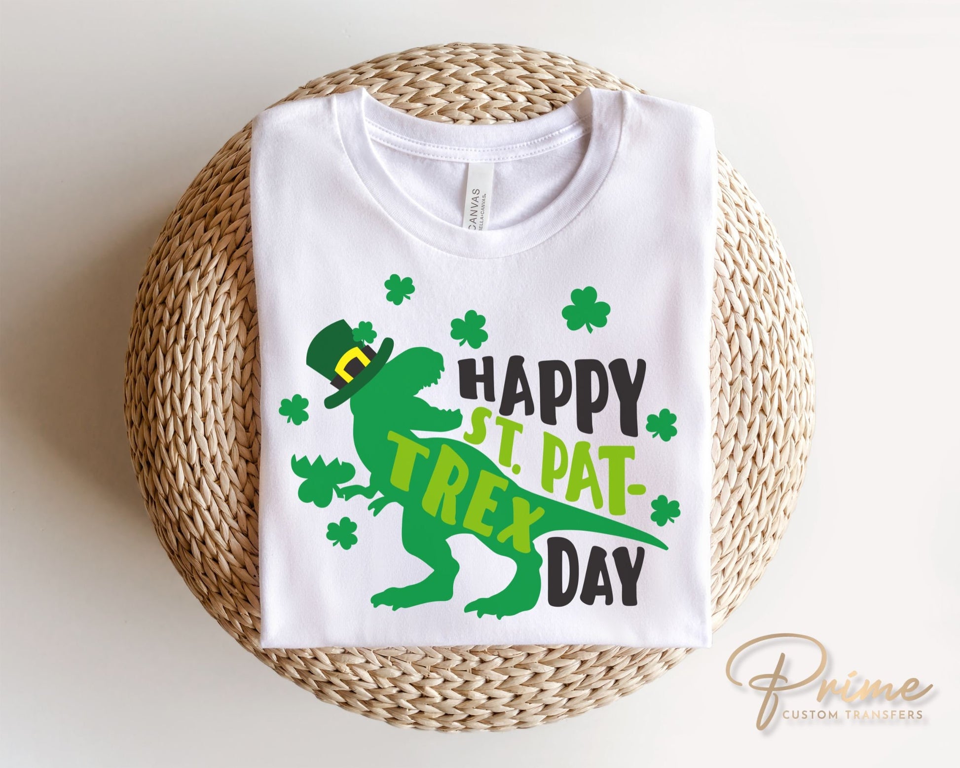 DTF Transfers, Ready to Press, T-shirt Transfers, Heat Transfer, Direct to Film, Boys St Patricks Day, Shamrock, Clover, Dinosaur, T Rex