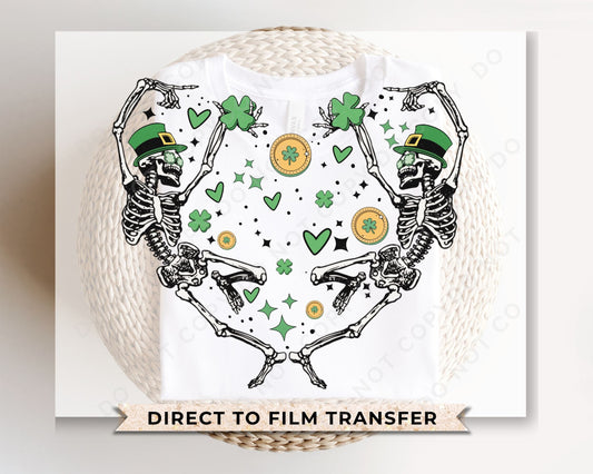 DTF Transfers, Ready to Press, T-shirt Transfers, Heat Transfer, Direct to Film, St Patties, St Patrick's Day, Skull, Dancing Skeletons