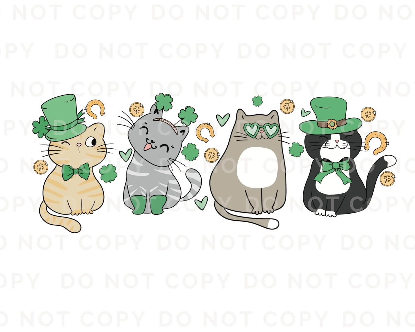 DTF Transfers, Ready to Press, T-shirt Transfers, Heat Transfer, Direct to Film, St Patties, St Patrick's Day, Kitten, Irish Lucky Cats