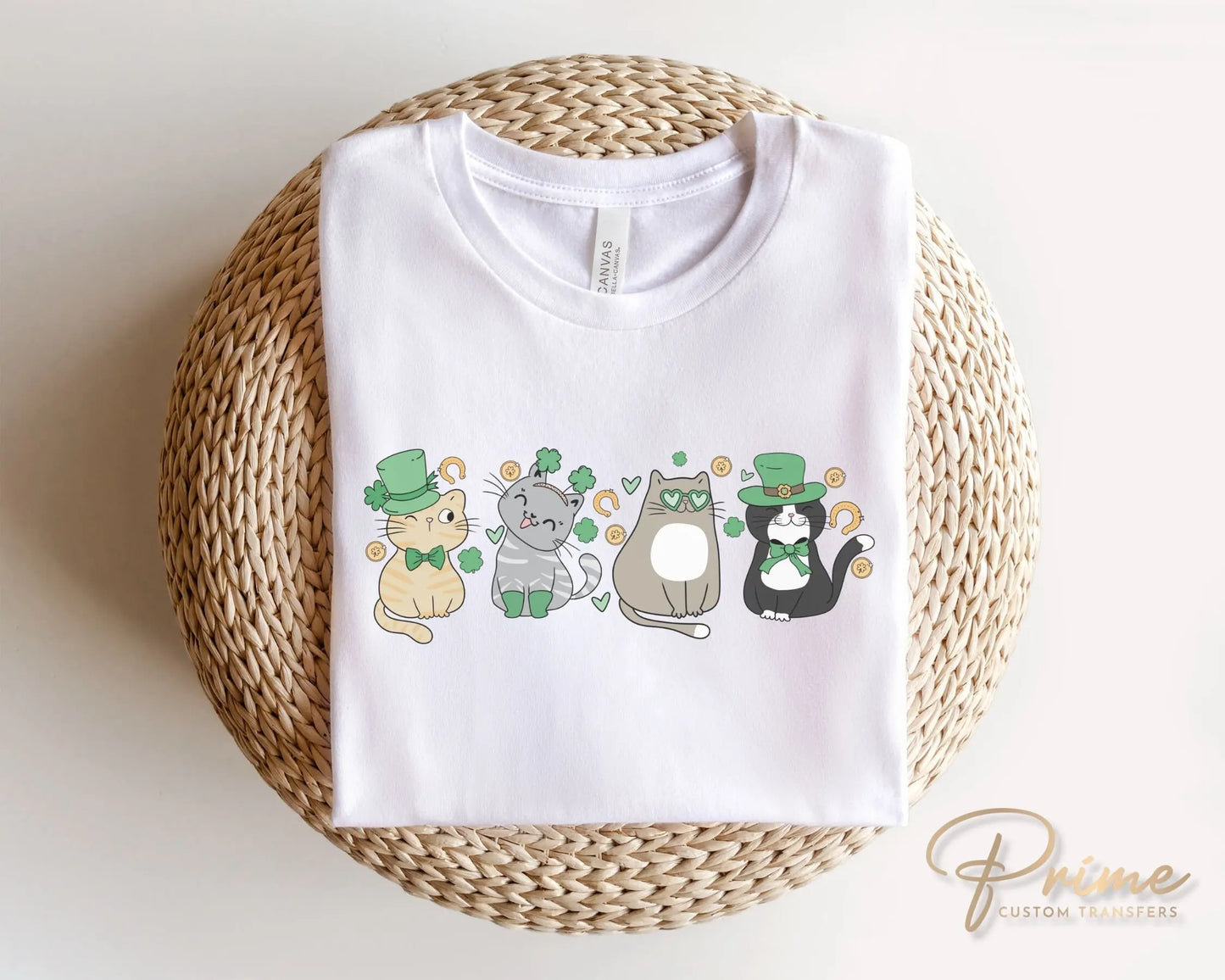 DTF Transfers, Ready to Press, T-shirt Transfers, Heat Transfer, Direct to Film, St Patties, St Patrick's Day, Kitten, Irish Lucky Cats