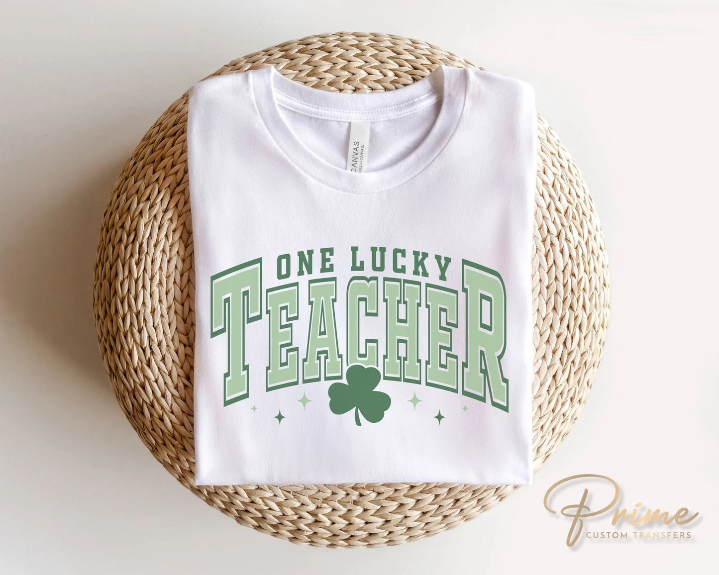 DTF Transfers, Ready to Press, T-shirt Transfers, Heat Transfer, Direct to Film, St Patrick’s Day, Shamrock, Clover, One Lucky Teacher