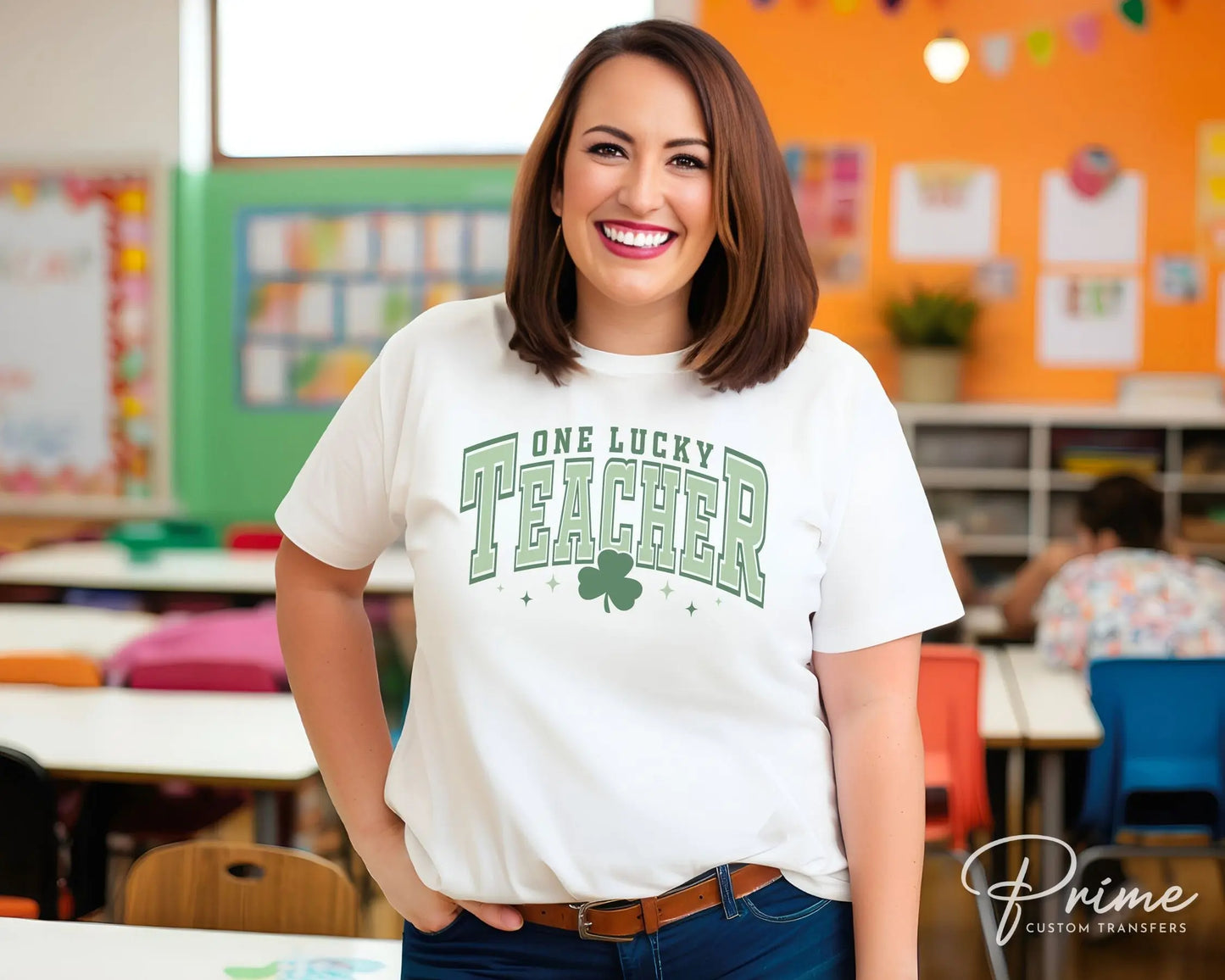 DTF Transfers, Ready to Press, T-shirt Transfers, Heat Transfer, Direct to Film, St Patrick’s Day, Shamrock, Clover, One Lucky Teacher