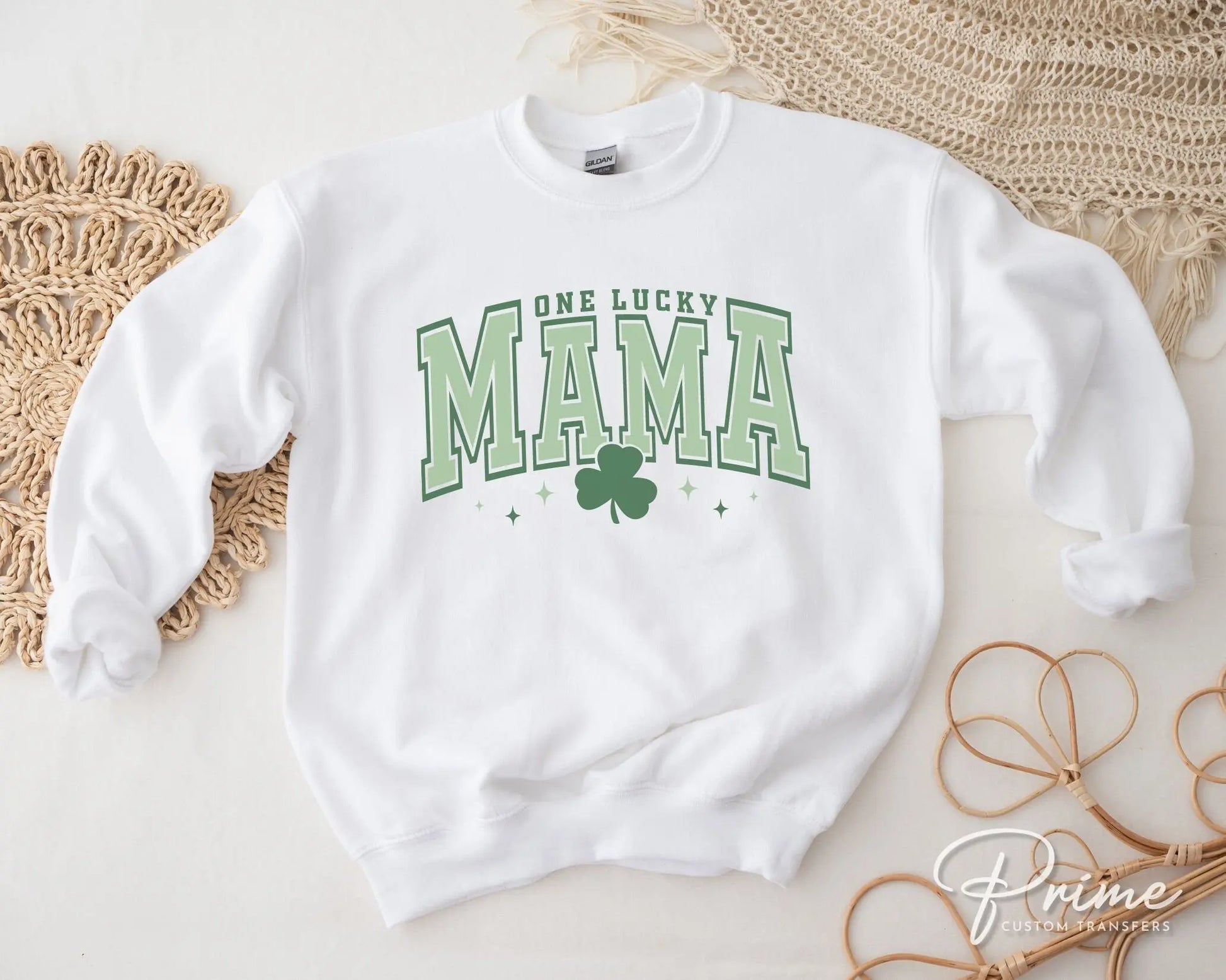 DTF Transfers, Ready to Press, T-shirt Transfers, Heat Transfer, Direct to Film, St Patrick’s Day, Shamrock, Clover, Mom, One Lucky Mama