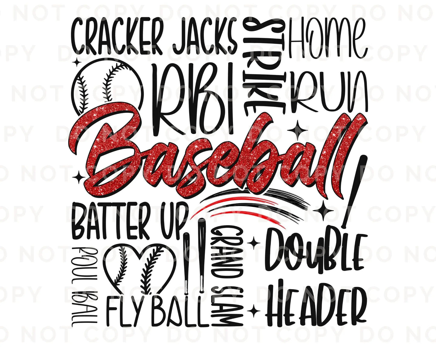 DTF Transfers, Ready to Press, T-shirt Transfers, Heat Transfer, Direct to Film, Sports, Batter, Home Run, Strike, Baseball Collage