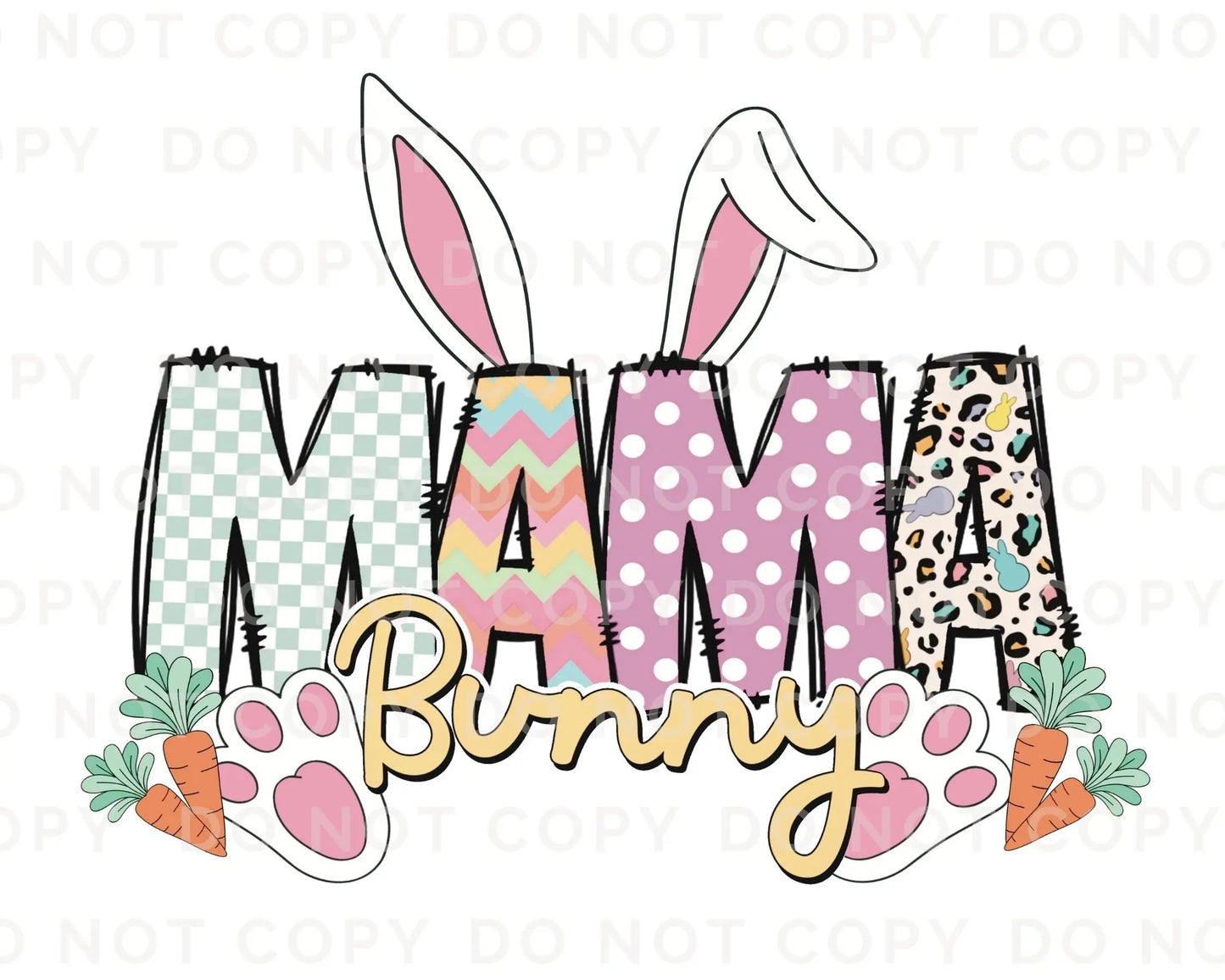 Easter DTF Transfers, Ready to Press, T-shirt Transfers, Heat Transfer, Direct to Film, Spring, Bunny Ears, Mama, Matching, Mommy and Me