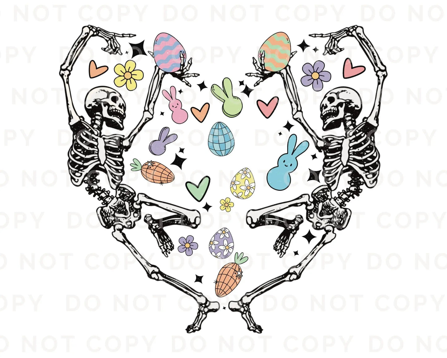 Easter DTF Transfers, Ready to Press, T-shirt Transfers, Heat Transfer, Direct to Film, Spring, Eggs, Funny, Retro, Dancing Skeletons
