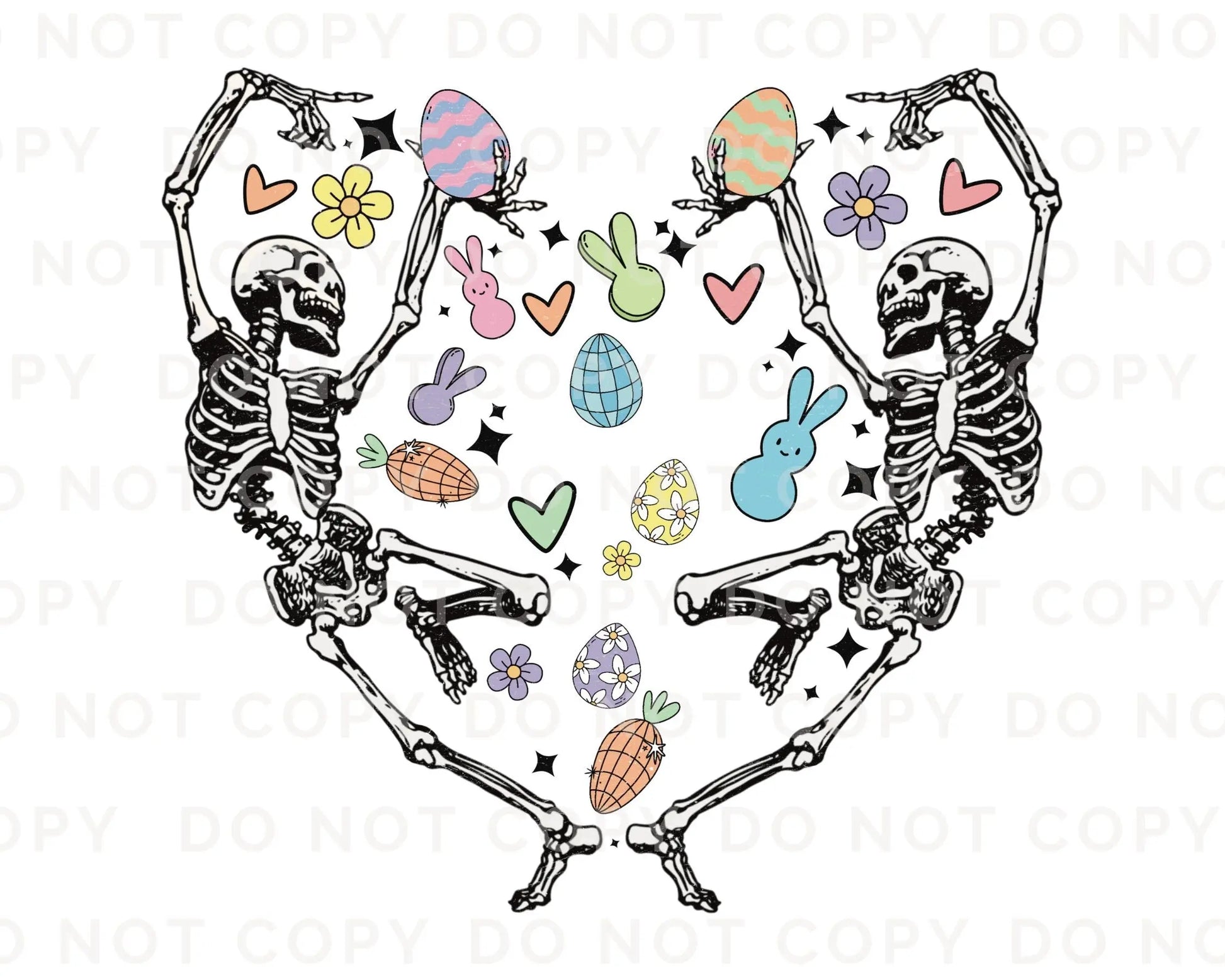 Easter DTF Transfers, Ready to Press, T-shirt Transfers, Heat Transfer, Direct to Film, Spring, Eggs, Funny, Retro, Dancing Skeletons