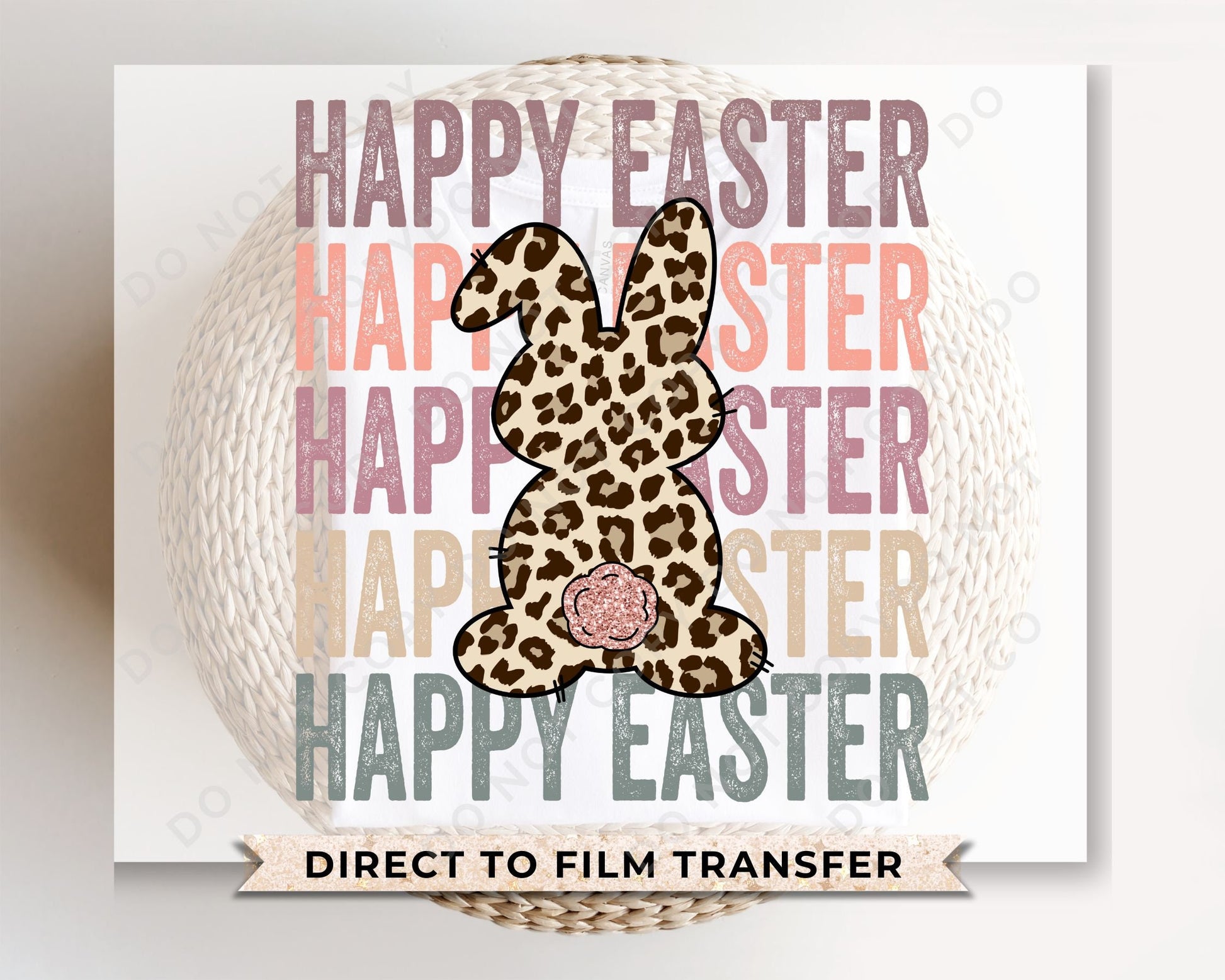 Easter DTF Transfers, Ready to Press, T-shirt Transfers, Heat Transfer, Direct to Film, Spring, Woman, Girl, Cheetah Leopard Bunny Rabbit