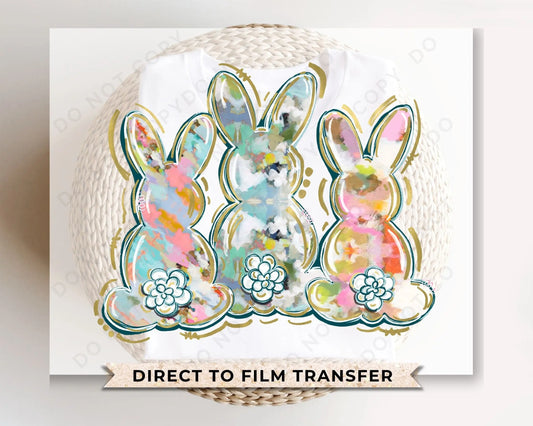 Easter DTF Transfers, Ready to Press, T-shirt Transfers, Heat Transfer, Direct to Film, Spring, Woman, Pastel Bunny, Watercolor Rabbit,