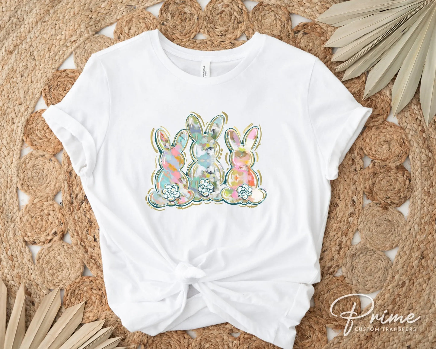 Easter DTF Transfers, Ready to Press, T-shirt Transfers, Heat Transfer, Direct to Film, Spring, Woman, Pastel Bunny, Watercolor Rabbit,