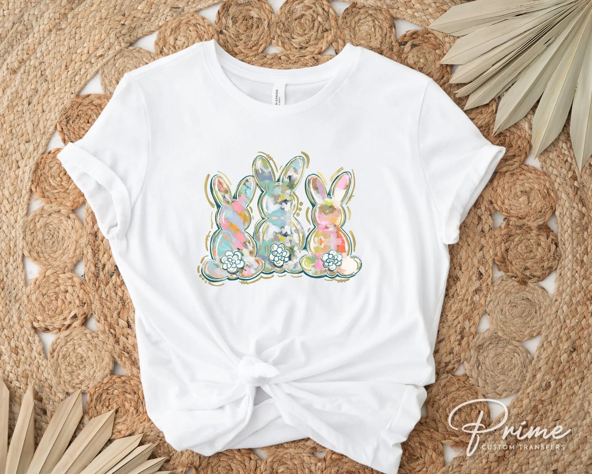 Easter DTF Transfers, Ready to Press, T-shirt Transfers, Heat Transfer, Direct to Film, Spring, Woman, Pastel Bunny, Watercolor Rabbit,