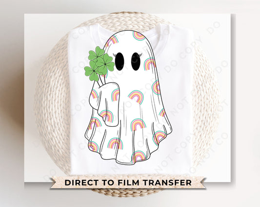 St Patrick’s Day DTF Transfers, Ready to Press, T-shirt Transfers, Heat Transfer, Direct to Film, Shamrock, Clover, Rainbow, Cute Ghost