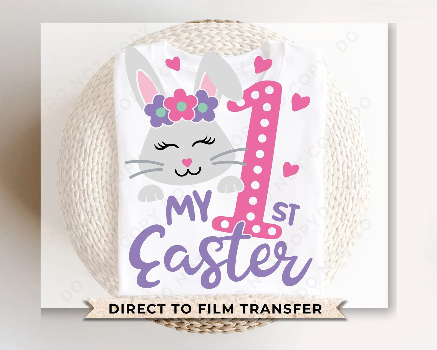 Easter DTF Transfers, Ready to Press, T-shirt Transfers, Heat Transfer, Direct to Film, Spring, Cute Bunny, Baby Girl, My First Easter