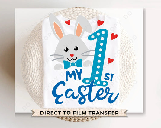 Easter DTF Transfers, Ready to Press, T-shirt Transfers, Heat Transfer, Direct to Film, Spring, Cute Bunny, Baby Boy, My First Easter