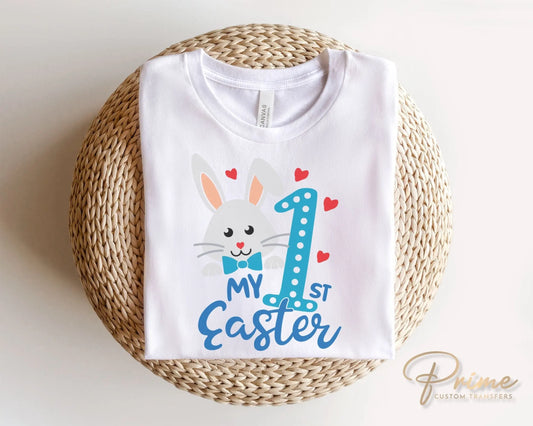 Easter DTF Transfers, Ready to Press, T-shirt Transfers, Heat Transfer, Direct to Film, Spring, Cute Bunny, Baby Boy, My First Easter
