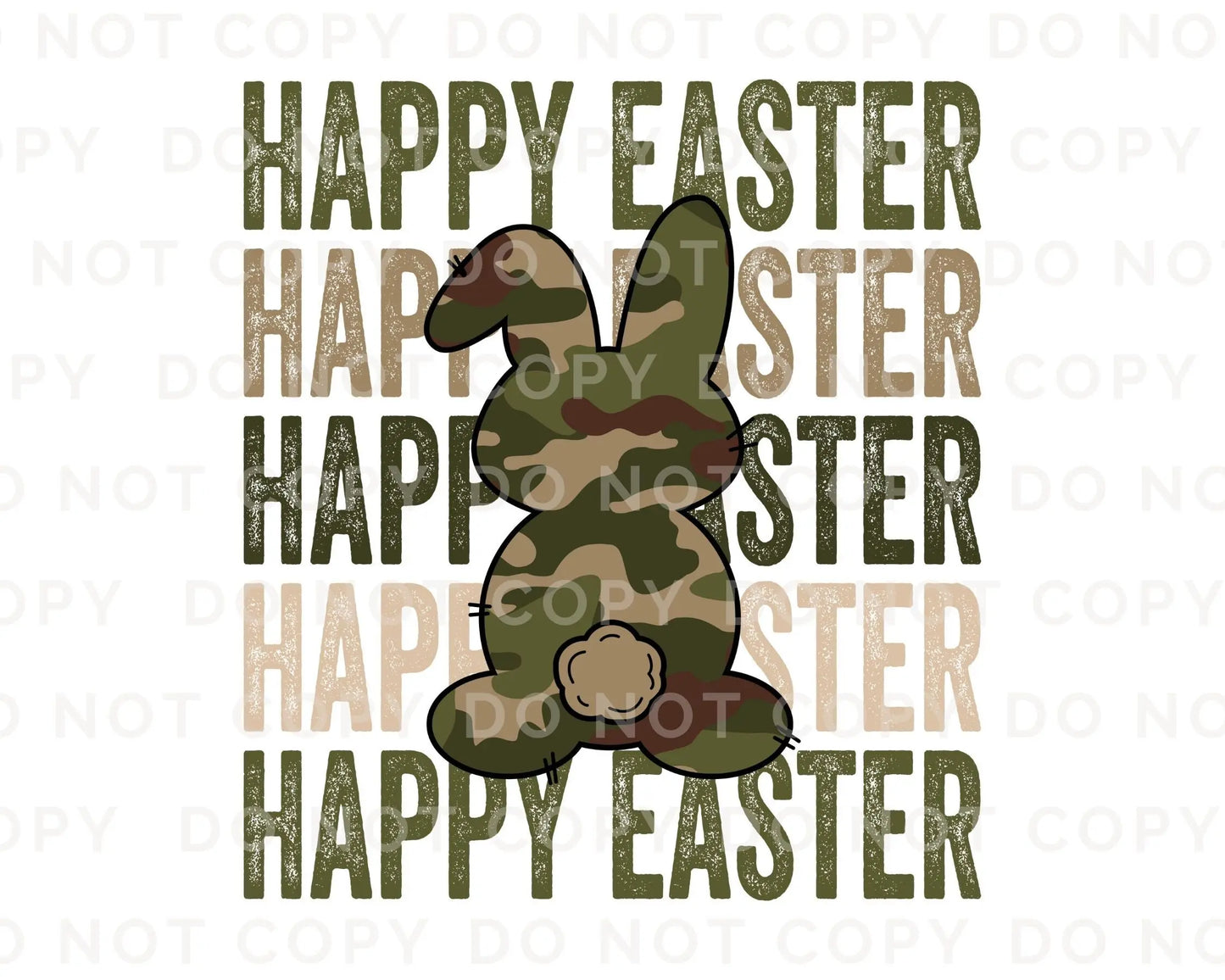 Easter DTF Transfers, Ready to Press, T-shirt Transfers, Heat Transfer, Direct to Film, Sunday, Boy Bunny, Stacked Happy Easter Camo