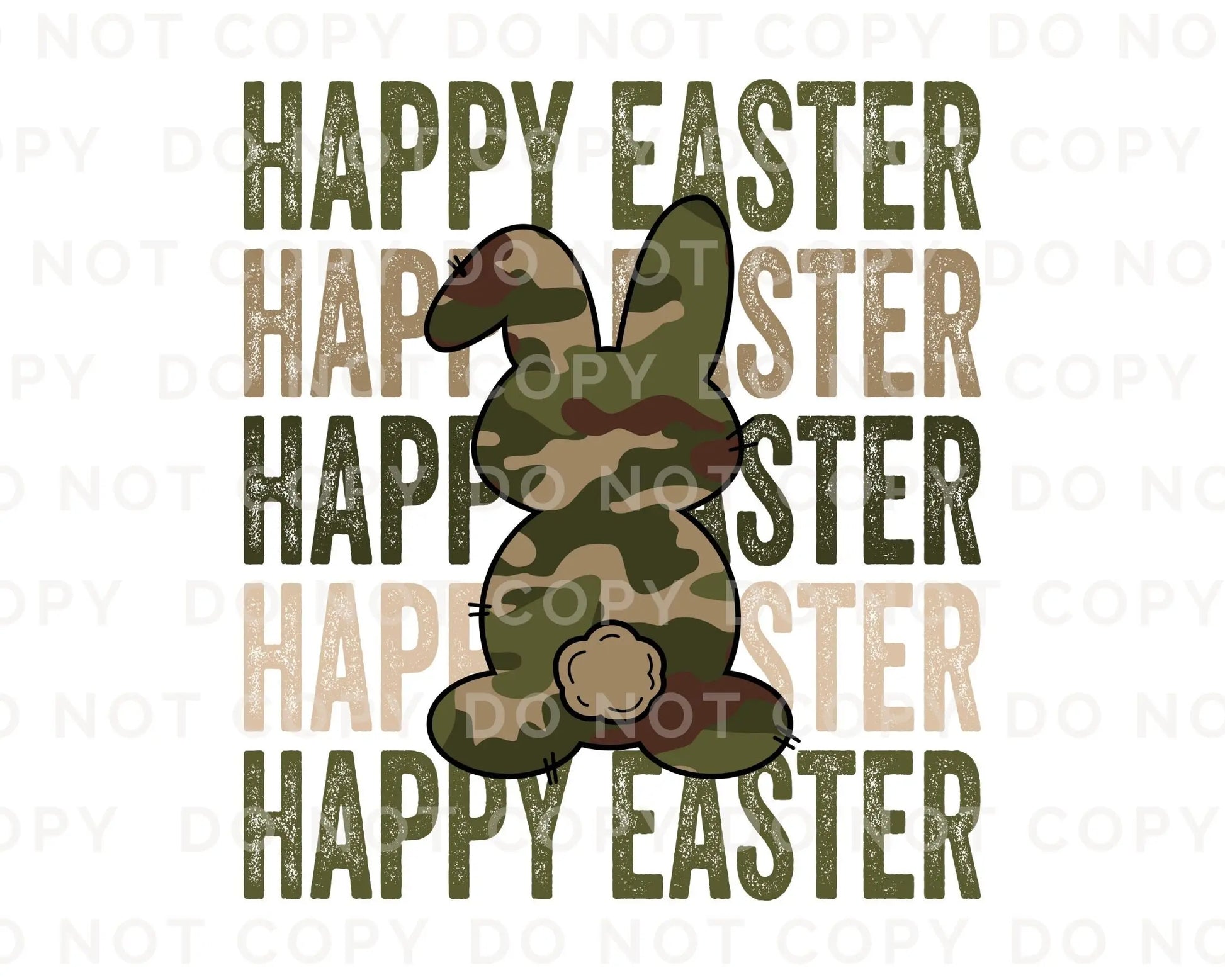 Easter DTF Transfers, Ready to Press, T-shirt Transfers, Heat Transfer, Direct to Film, Sunday, Boy Bunny, Stacked Happy Easter Camo
