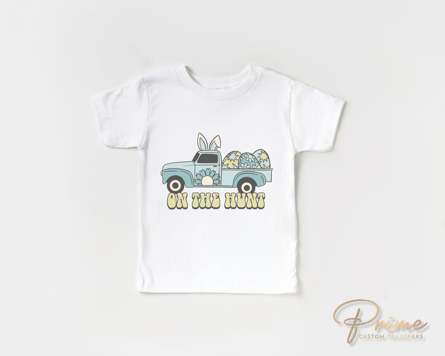 Easter DTF Transfers, Ready to Press, T-shirt Transfers, Heat Transfer, Direct to Film, Spring, Vintage, Boy, Eggs, Retro Truck, On The Hunt