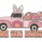 Easter DTF Transfers, Ready to Press, T-shirt Transfers, Heat Transfer, Direct to Film, Spring, Vintage, Girl, Retro Truck, On The Hunt