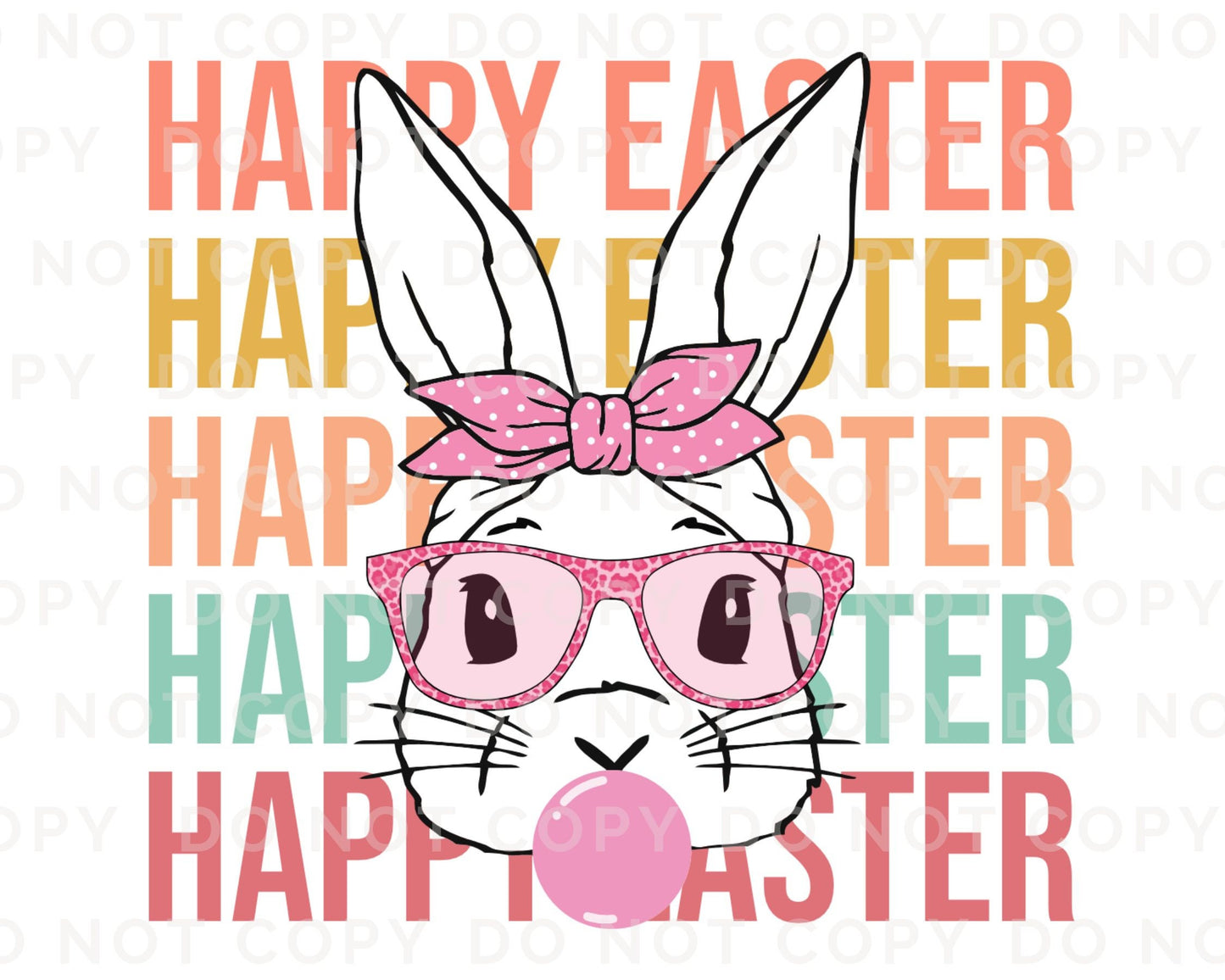 Easter DTF Transfers, Ready to Press, T-shirt Transfers, Heat Transfer, Direct to Film, Spring, Pastel, Happy Easter Bunny with Glasses