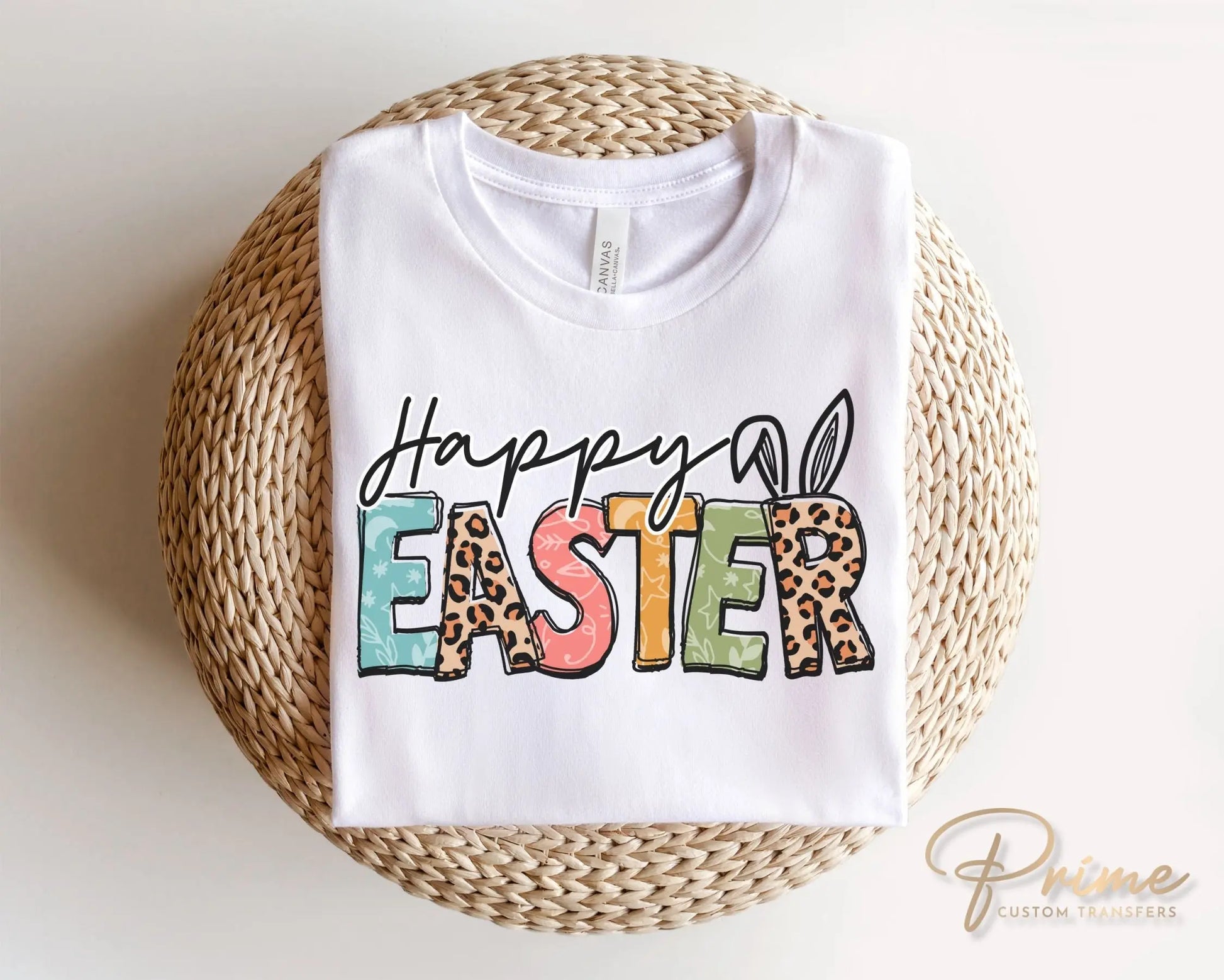 Easter DTF Transfers, Ready to Press, T-shirt Transfers, Heat Transfer, Direct to Film, Spring, Pastel, Happy Easter Leopard, Bunny Cheetah