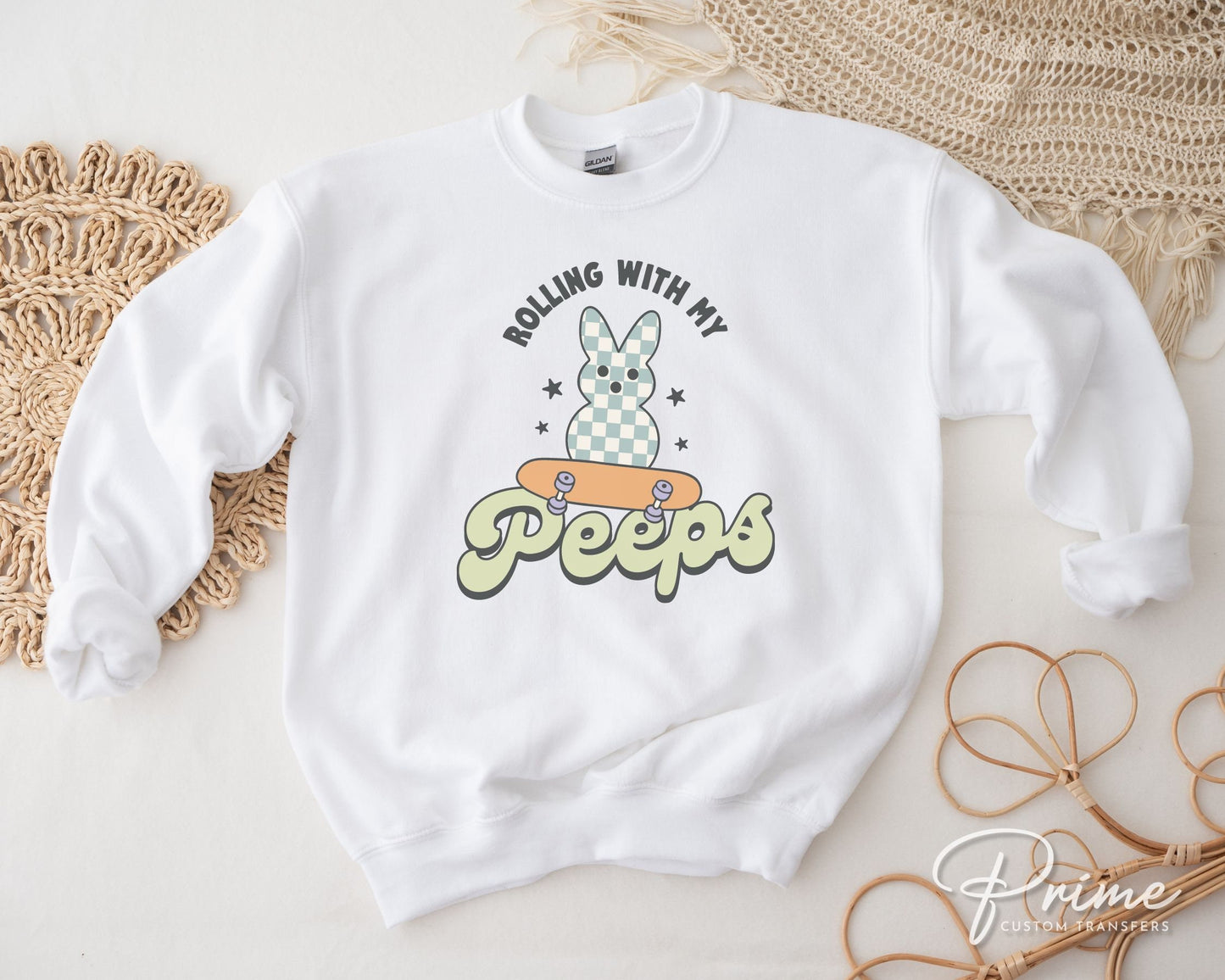 Easter DTF Transfers, Ready to Press, T-shirt Transfers, Heat Transfer, Direct to Film, Cold Peel, Boy, Skateboard, Rolling with My Peeps