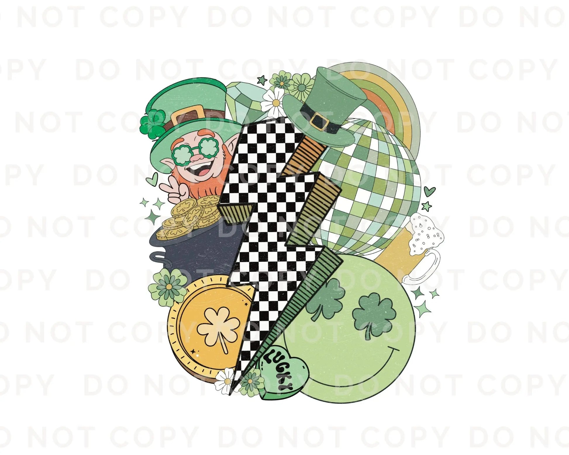 DTF Transfers, Ready to Press, T-shirt Transfers, Heat Transfer, Direct to Film, St Patties, Shamrock, Clover, St Patrick's Day Collage