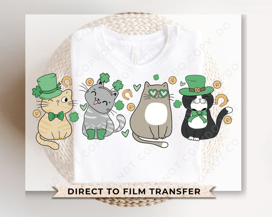 DTF Transfers, Ready to Press, T-shirt Transfers, Heat Transfer, Direct to Film, St Patties, St Patrick's Day, Kitten, Irish Lucky Cats