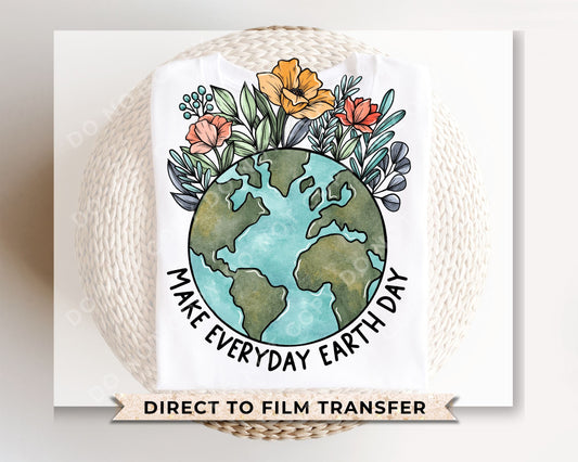 Earth Day DTF Transfers, Ready to Press, T-shirt Transfers, Heat Transfer, Direct to Film, Retro, Mother Nature, Flower, Save The Earth