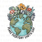 Earth Day DTF Transfers, Ready to Press, T-shirt Transfers, Heat Transfer, Direct to Film, Retro, Mother Nature, Flower, Save The Earth