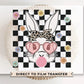Easter DTF Transfers, Ready to Press, T-shirt Transfers, Heat Transfer, Direct to Film, Spring, Bubblegum, Glasses, Checkered, Cute Bunny