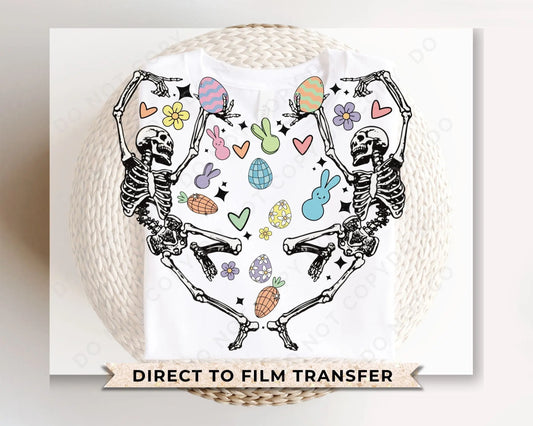 Easter DTF Transfers, Ready to Press, T-shirt Transfers, Heat Transfer, Direct to Film, Spring, Eggs, Funny, Retro, Dancing Skeletons