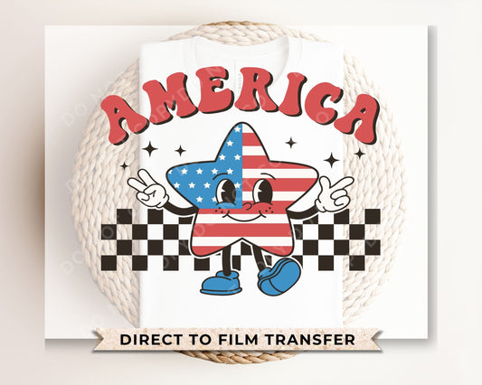 4th of July DTF Transfers, Ready to Press, T-shirt Transfers, Heat Transfer, Direct to Film, Fourth, Holiday, USA, Retro American Star