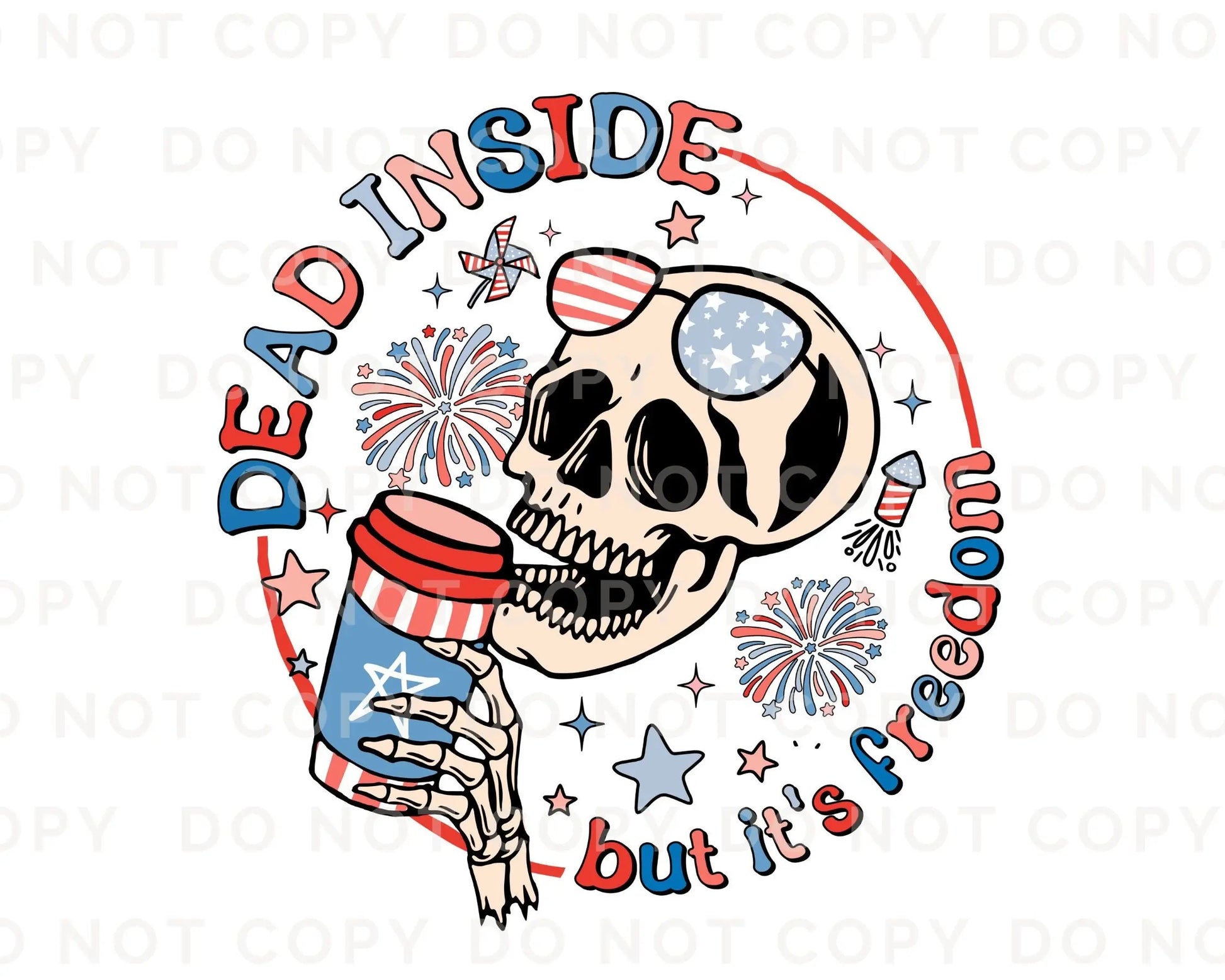 4th of July DTF Transfers, Ready to Press, T-shirt Transfers, Heat Transfer, Direct to Film, Fourth, Holiday, USA, Skull, Freedom, Skeleton