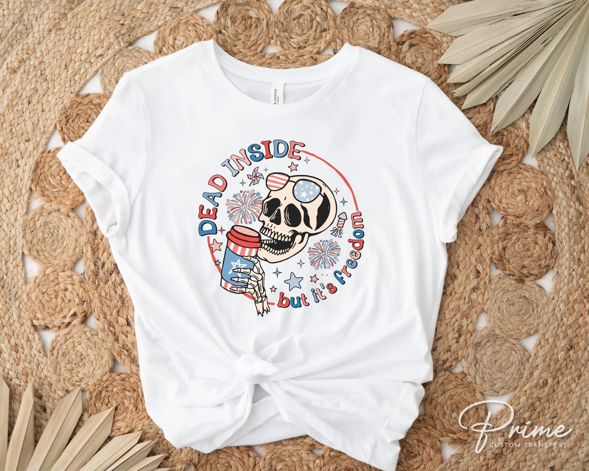 4th of July DTF Transfers, Ready to Press, T-shirt Transfers, Heat Transfer, Direct to Film, Fourth, Holiday, USA, Skull, Freedom, Skeleton