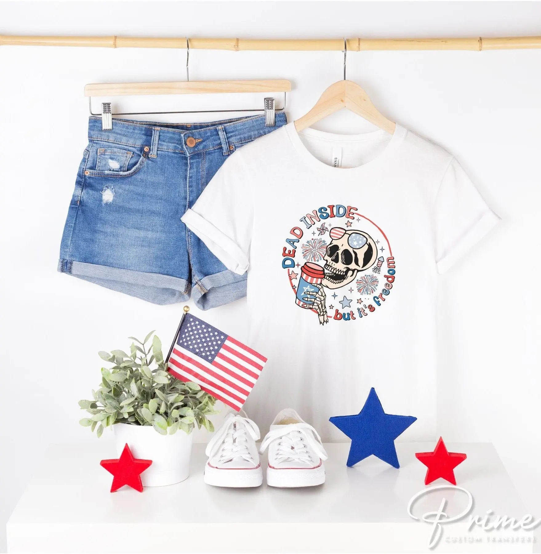 4th of July DTF Transfers, Ready to Press, T-shirt Transfers, Heat Transfer, Direct to Film, Fourth, Holiday, USA, Skull, Freedom, Skeleton