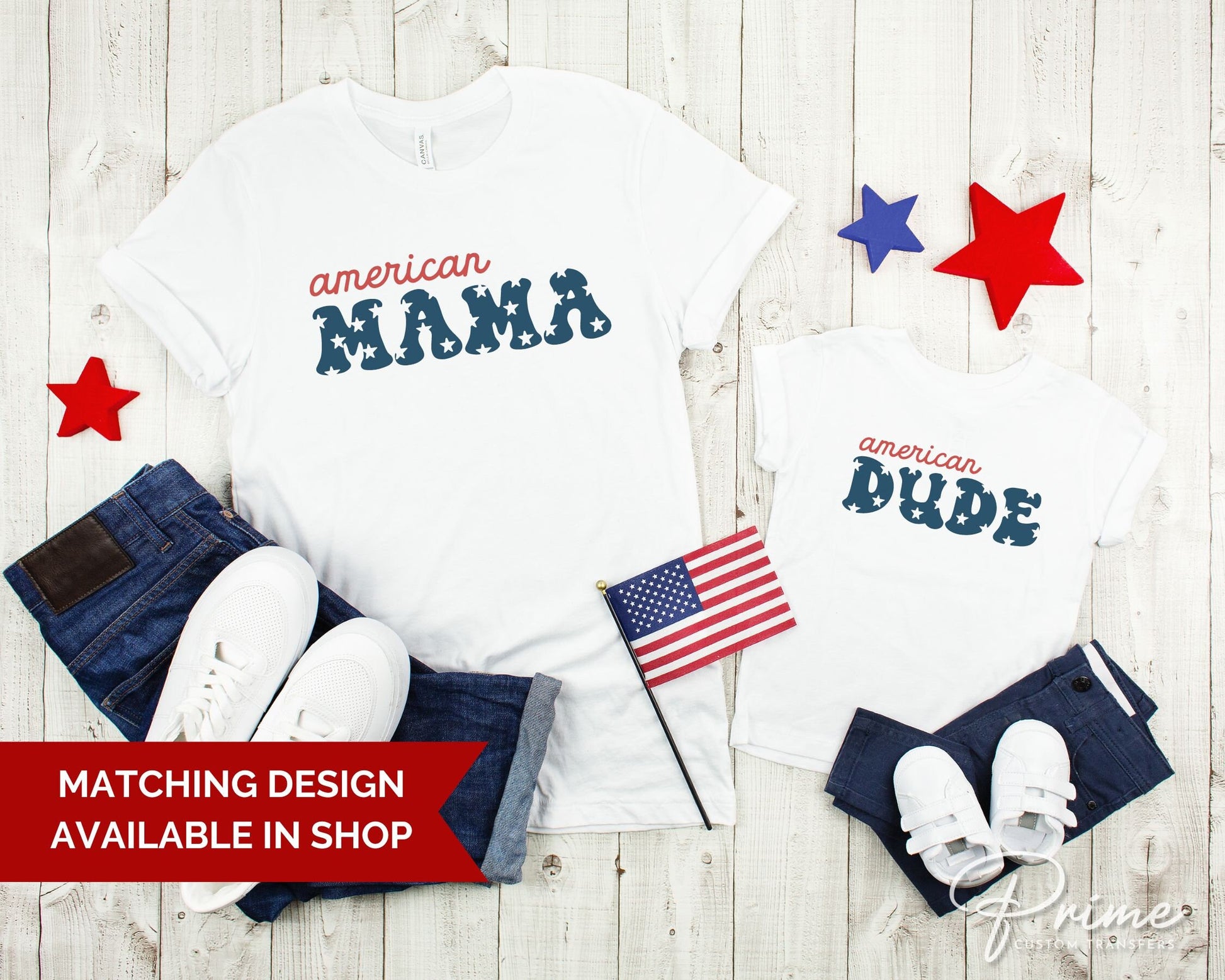 4th of July DTF Transfers, Ready to Press, T-shirt Transfers, Heat Transfer, Direct to Film, USA, Holiday, Family, Matching, American Mama