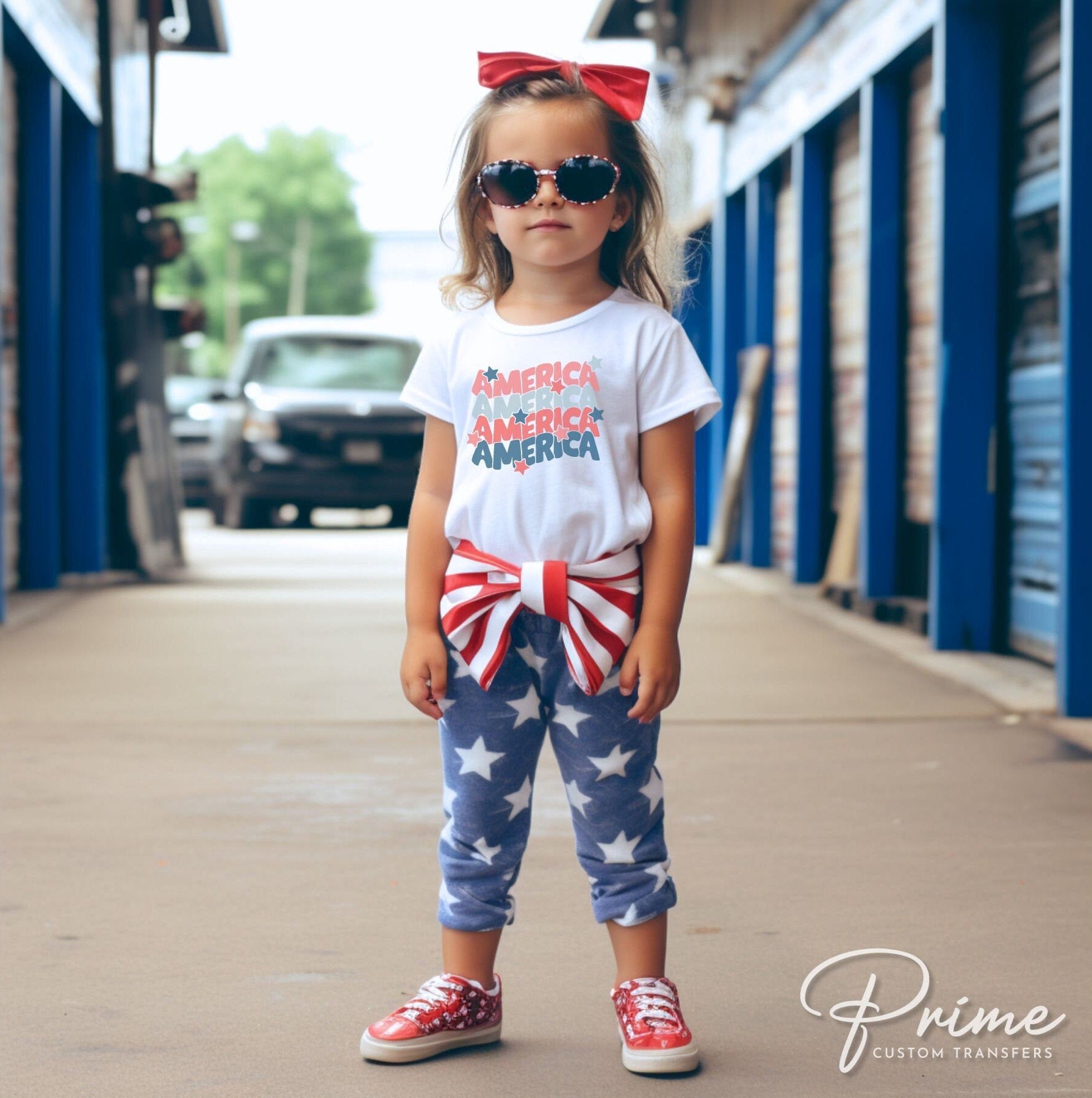 4th of July DTF Transfers, Ready to Press, T-shirt Transfers, Heat Transfer, Direct to Film, USA, Holiday, Stars, Stacked America