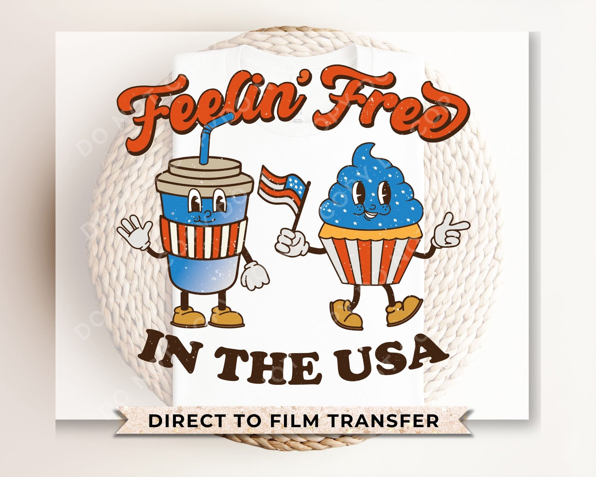 4th of July DTF Transfers, Ready to Press, T-shirt Transfers, Heat Transfer, Direct to Film, USA, Holiday, Retro Feelin' Free in The USA