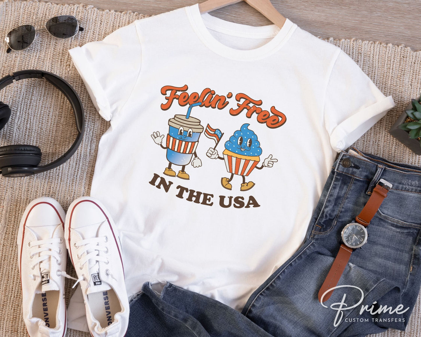 4th of July DTF Transfers, Ready to Press, T-shirt Transfers, Heat Transfer, Direct to Film, USA, Holiday, Retro Feelin' Free in The USA