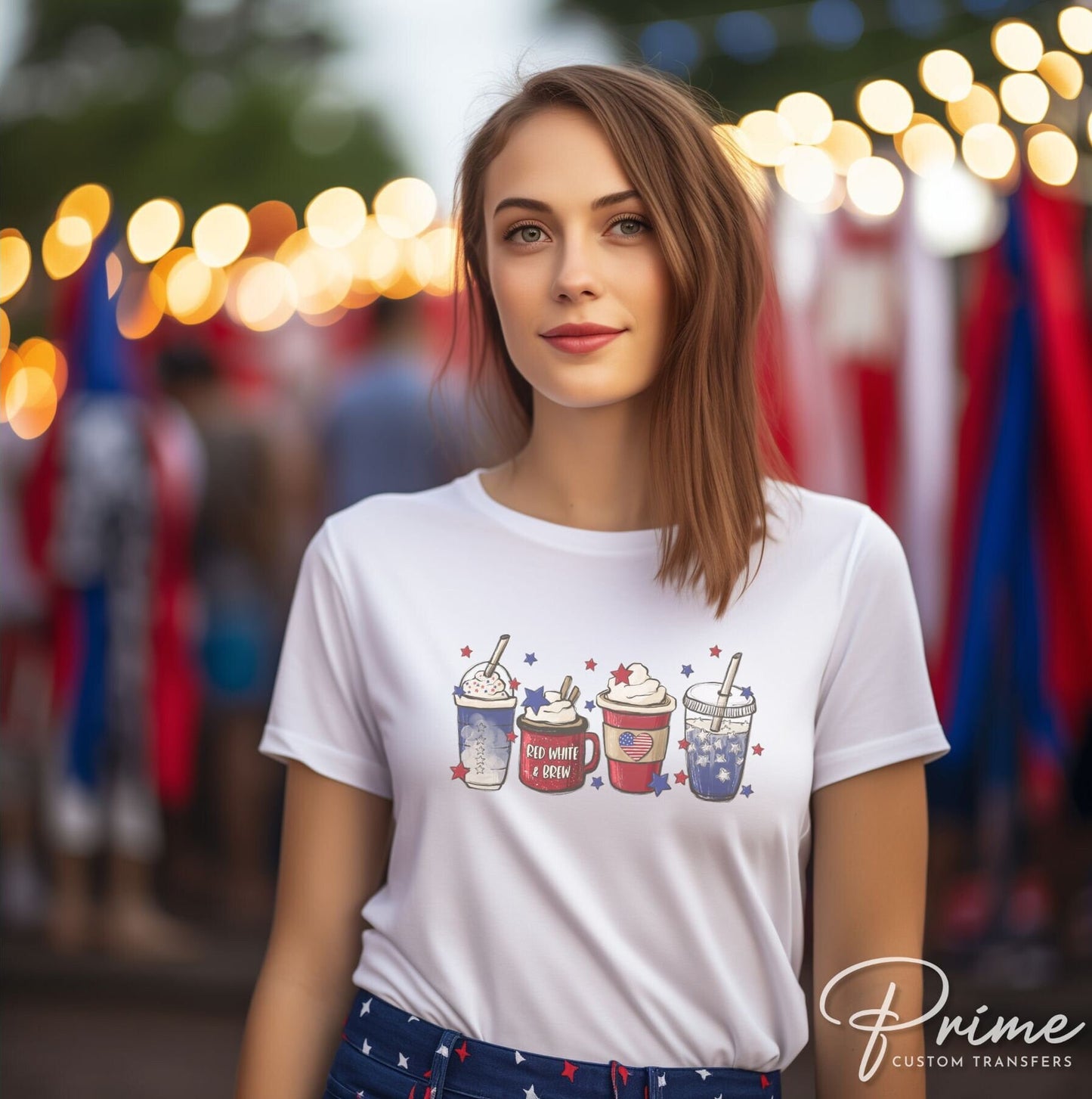 4th of July DTF Transfers, Ready to Press, T-shirt Transfers, Heat Transfer, Direct to Film, USA, Holiday, Independence, Iced Coffee, Latte