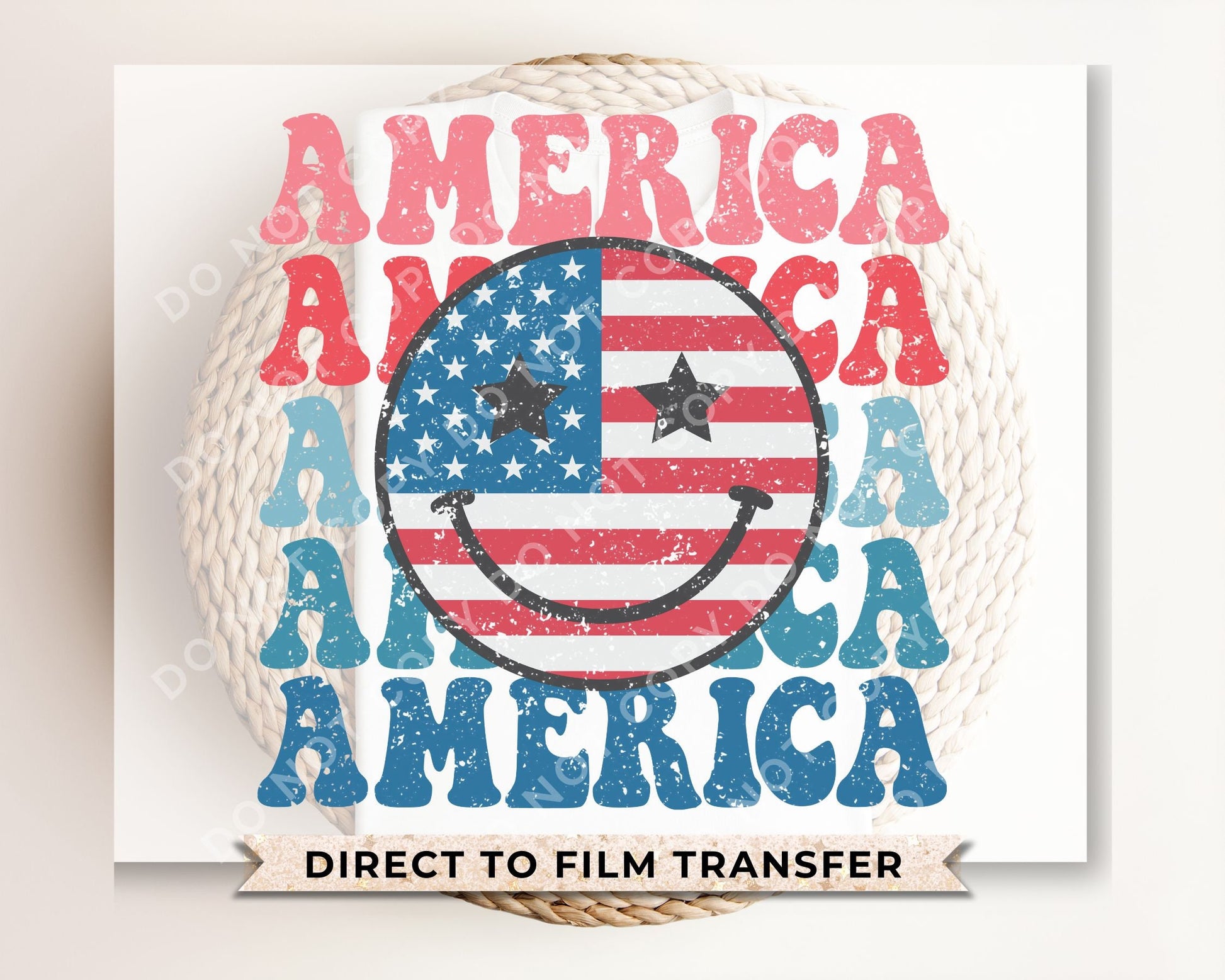 4th of July DTF Transfers, Ready to Press, T-shirt Transfers, Heat Transfer, Direct to Film, USA, Holiday, Independence, Stacked America