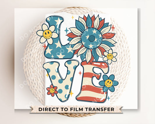 4th of July DTF Transfers, Ready to Press, T-shirt Transfers, Heat Transfer, Direct to Film, USA, Holiday, Collage, Groovy, Trendy, Daisies