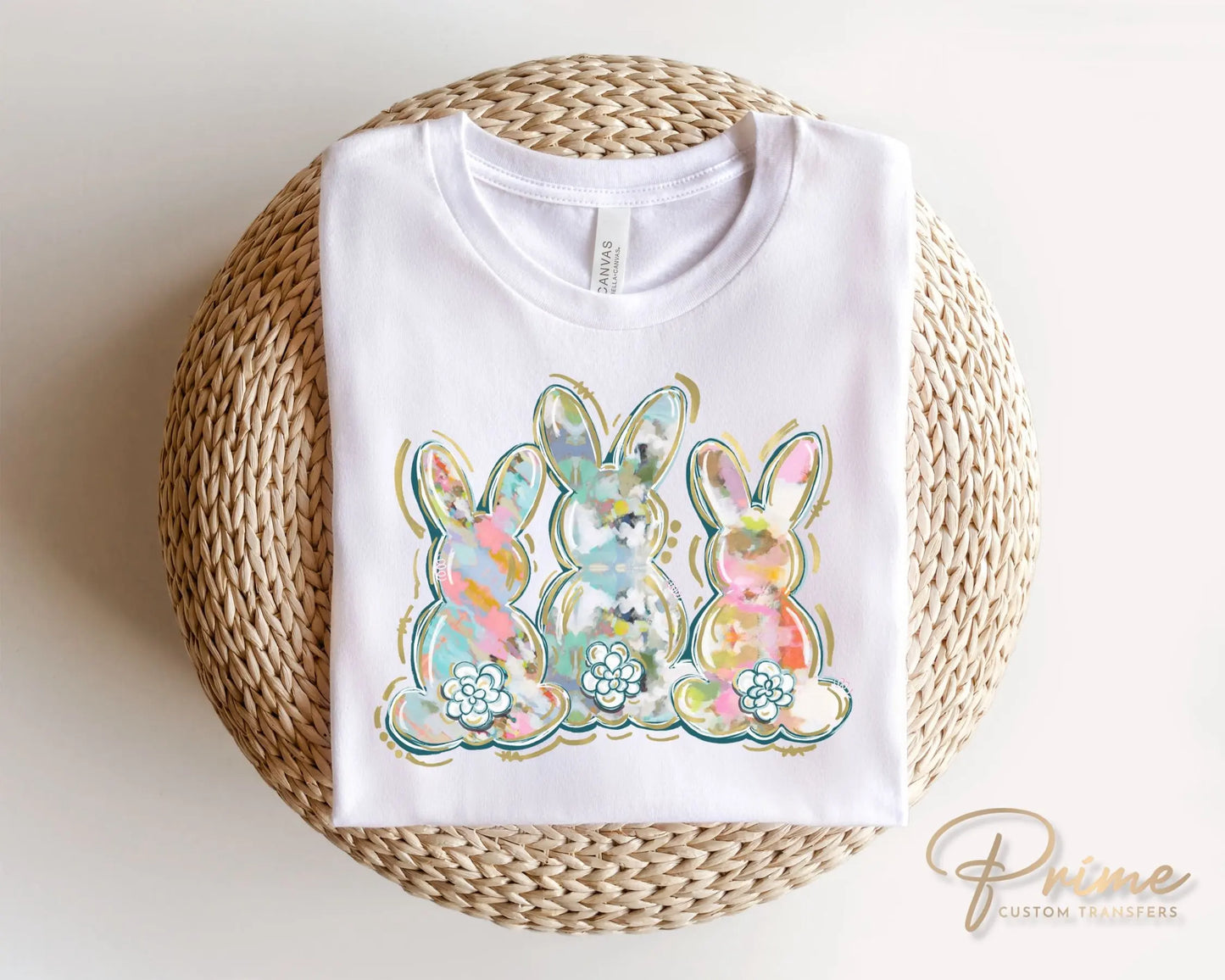 Easter DTF Transfers, Ready to Press, T-shirt Transfers, Heat Transfer, Direct to Film, Spring, Woman, Pastel Bunny, Watercolor Rabbit,